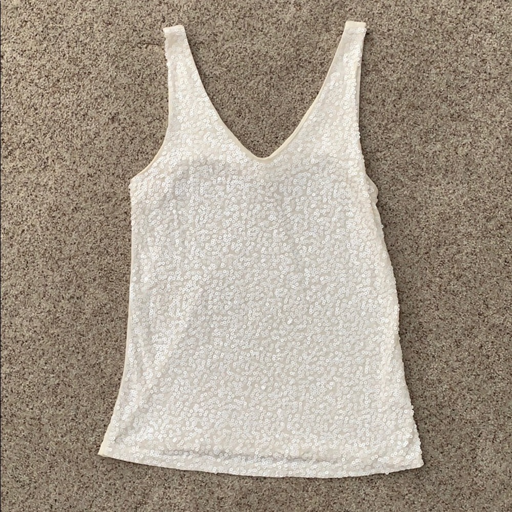 EUC J. Crew Factory White Sequins Tank Size Small